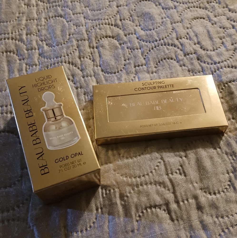 NWT! BEAU BABE BEAUTY LIQUID HIGHIGHTER DROPS AND SCULPTING CONTOUR PALETTE